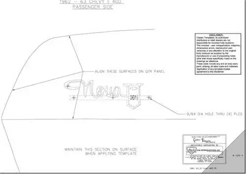 Quarter Panel Emblem Template Kit - Nova 400 - 62-63 Chevy II Nova