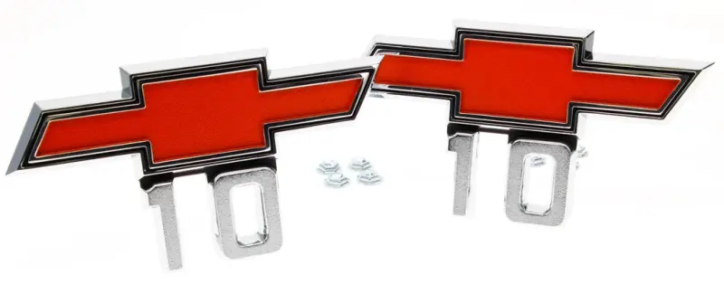 Front Fender Emblem - "Bowtie 10" - LH/RH Pair - 67-68 Chevy C10 Pickup Suburban