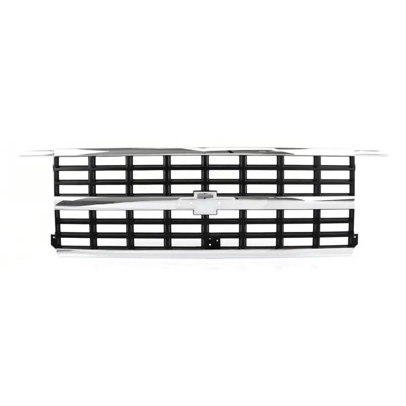 Premium Grille - OE Style with Emblem Mount - Chrome Dark Gray - Dual HL - 89-91 Chevy CK Truck Blazer Suburban