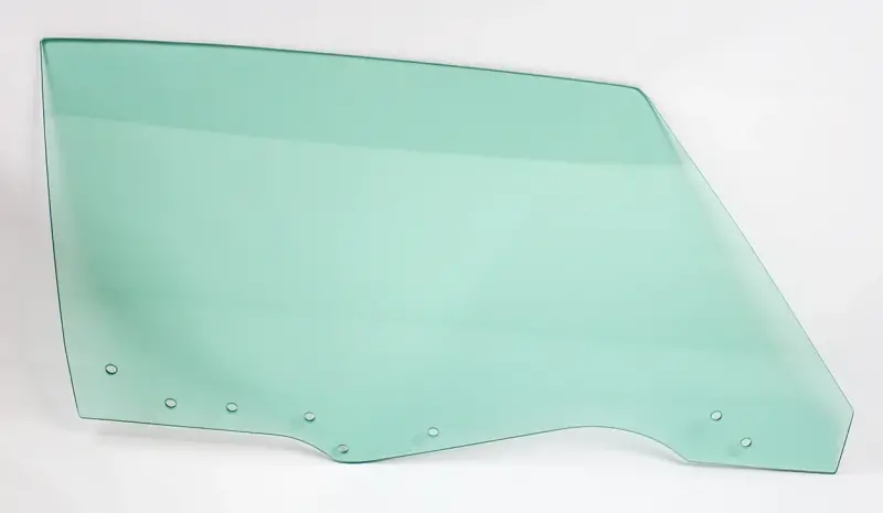 Door Glass with 8 Holes - Green Tint - RH - 70-72 GM A-Body Coupe and Convertible 70-72 Grand Prix