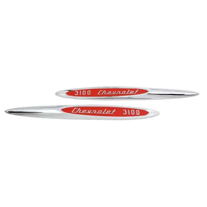 Front Fender Emblems - "3100" Spear - Pair - 57 Chevy Pickup Truck Suburban