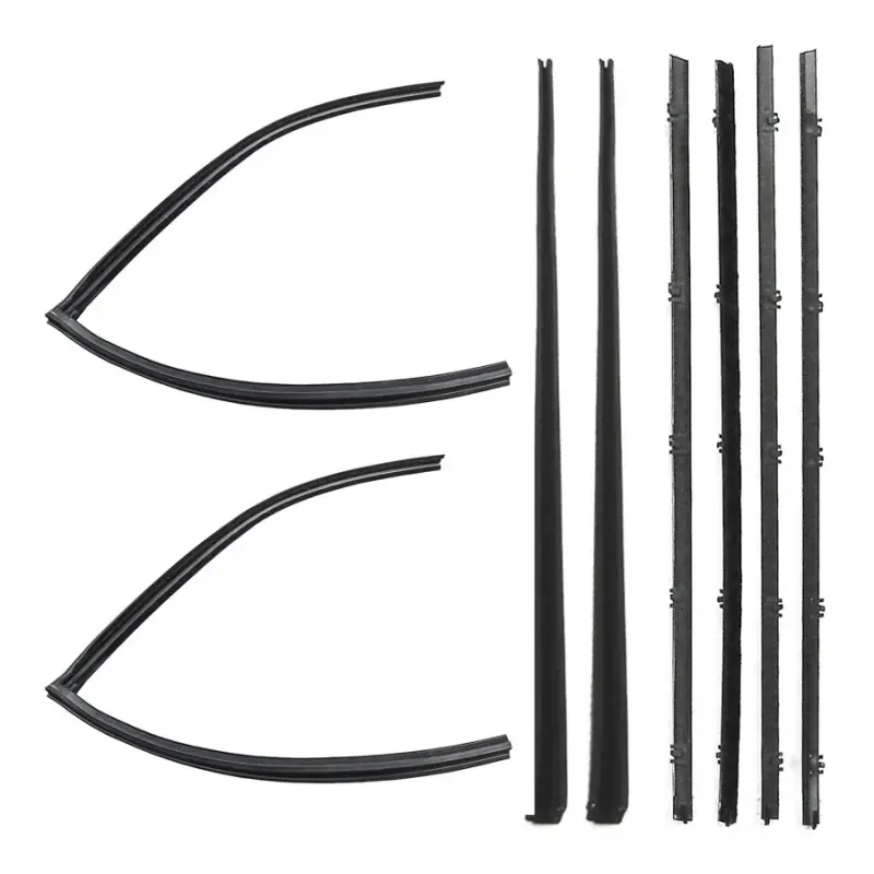 Front Door Window Channel Kit - Black Bead Felts - 67-72 Chevy GMC CK Suburban