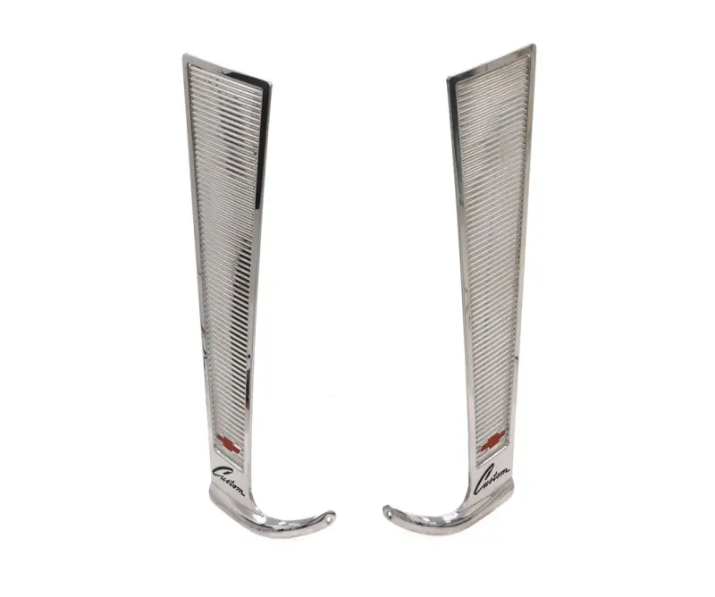 Upper Outer Custom Cab Trim Plates - Pair - 60-63 Chevy CK Pickup