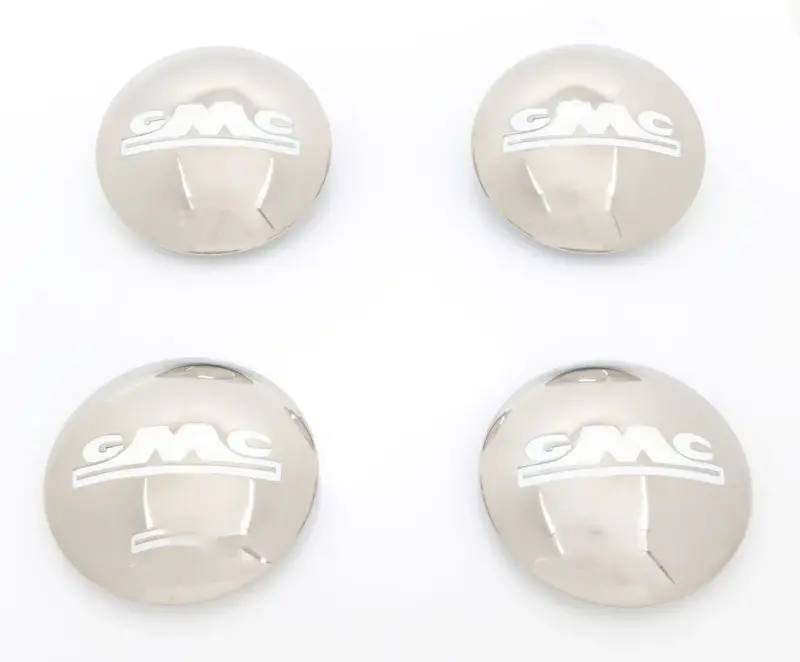 Hub Cap Set - Stainless w/ White GMC - 4pcs - 54-55 GMC Pickup Suburban