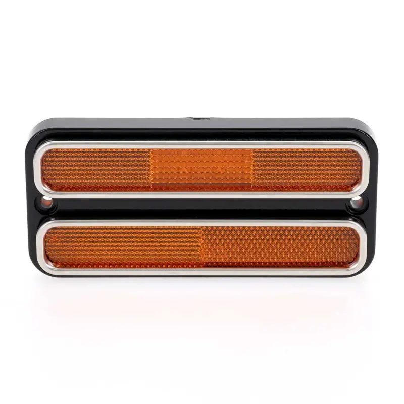 Front Side Marker Lens - Amber - 18 Amber LED - Stainless Bezel - 68-72 Chevy GMC CK Truck Blazer Jimmy Suburban
