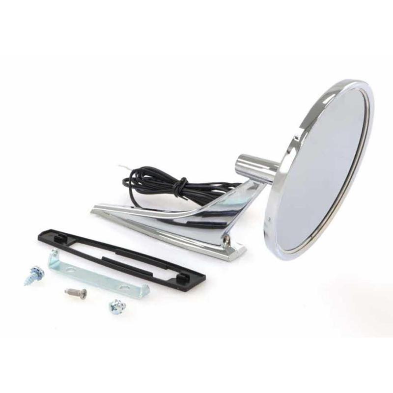 Outside Door Mirror - Chrome with Bowtie and LED Signal - RH - 66-68 Chevelle Camaro 66-72 Chevy II Nova