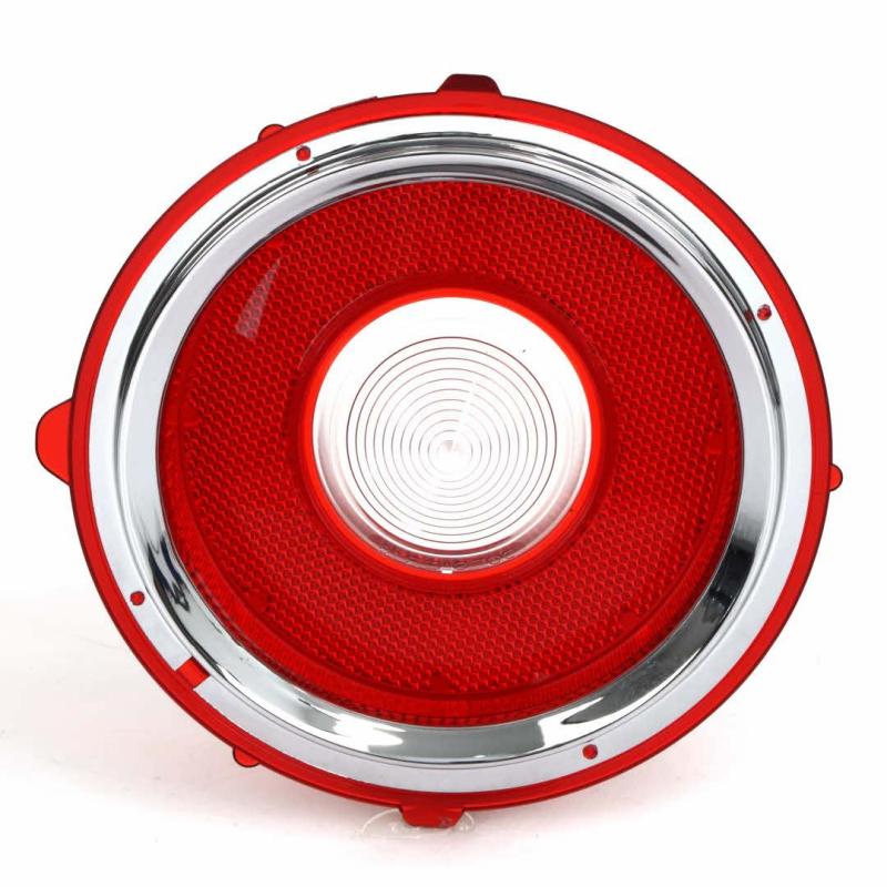 Back-Up Lamp Lens - Red with Outer Stainless Trim - RH - 70-73 Camaro Standard
