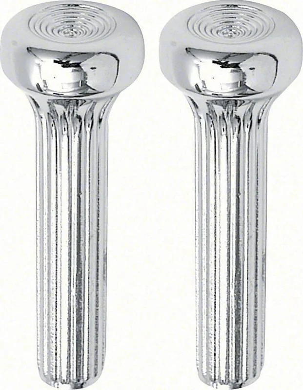 Door Lock Knob -  Chrome Ribbed - LH/RH Pair - 68-74 Chevy II Nova; 68-72 GM A Body; 68-81 Camaro Firebird