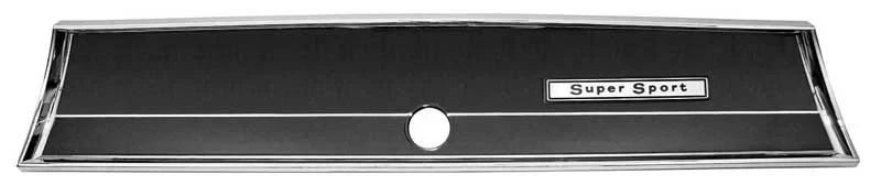 Glove Box Fascia - Chrome w/ Super Sport Script - 66 Chevelle