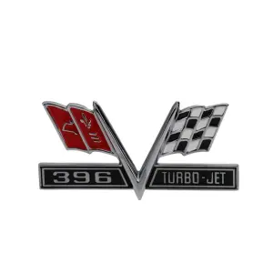 1966 Chevy Impala Fender Emblem - 396 Turbo-Jet Flag - 65-67 Camaro Chevelle El Camino