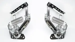 Chrome Hood Hinges w/ Stainless Springs - LH/RH Pair - 67-72 Chevy GMC Truck Suburban; 69-72 Blazer; 70-72 Jimmy - Image 1 of 2