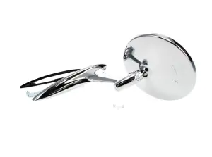 1964 Chevy Biscayne Outside Door Mirror - Round with Smooth Base and Bowtie - 64-65 Chevelle; 63-65 Chevy II Nova