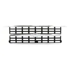 Premium Grille - OE Style with Emblem Mount - Chrome Dark Gray - Dual HL - 89-91 Chevy CK Truck Blazer Suburban - Image 1 of 5