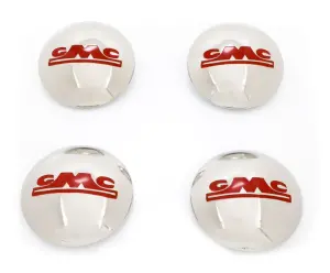 Hub Cap Set - Stainless w/ Red GMC - 4pcs - 47-53 GMC Pickup Suburban - Image 1 of 4