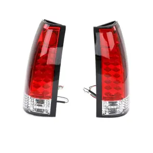 Tail Light Assemblies - Pair - Red and Clear - 16 Red LED - 88-98 Chevy GMC Fleetside OBS Truck - Image 1 of 4