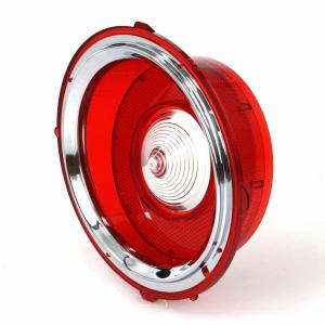 Back-Up Lamp Lens - Red with Outer Stainless Trim - LH - 70-73 Camaro Standard - Image 2 of 5