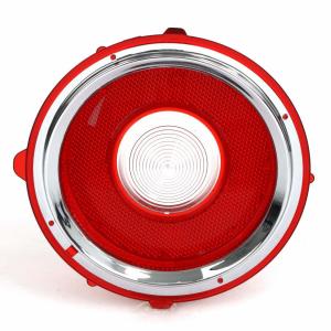 1973 Chevy Camaro Back-Up Lamp Lens - Red with Outer Stainless Trim - RH - 70-73 Camaro Standard