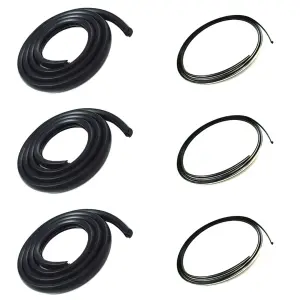 1948 Chevy Fullsize Truck Back Glass Gasket Seal Set w/ Chrome Lockstrip (6pcs Center &amp; Corners) - 47-55 Chevy GMC C/K Truck (Small Back Glass)