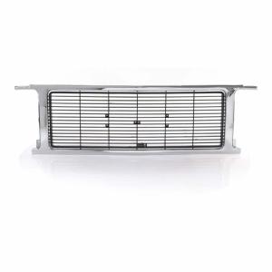 1990 GMC C15 Pickup Grille - Chrome Argent - Dual Headlamps - 89-91 GMC Squarebody Pickup Jimmy Suburban