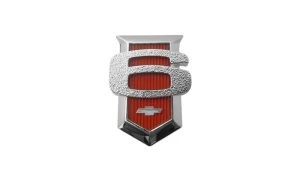 1963 Chevy Impala Fender Emblem Shields - Red 6 - Pair - 62-64 Chevy II Nova
