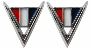 1964 Chevy Biscayne Fender Emblems - V Logo - LH/RH Pair - 64 Chevelle El Camino