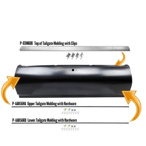 Upper Tailgate Molding w/ Hardware - 68-69 El Camino - Image 2 of 2